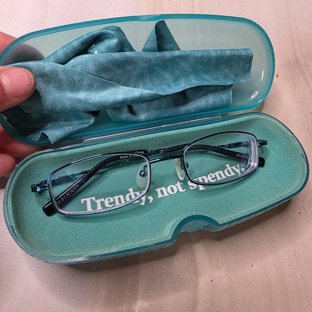 Zenni Optical 411516 Blue Rectangular Frames Only Full‎ Rim Frame with Case D1